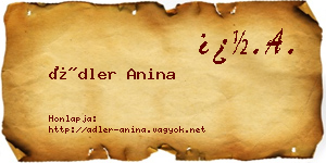 Ádler Anina névjegykártya